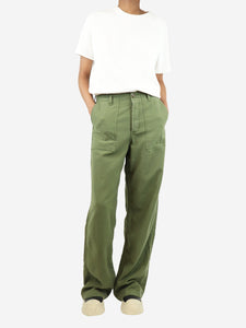 R13 Green canvas cargo trousers - size UK 6