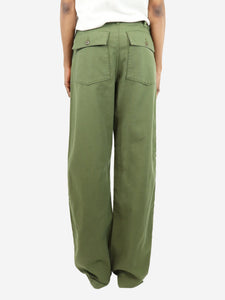 R13 Green canvas cargo trousers - size UK 6