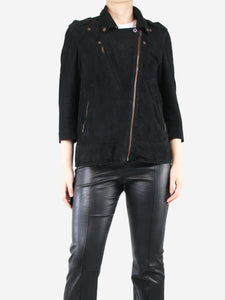 Acne Studios Black 3/4 sleeve suede leather jacket - size UK 10