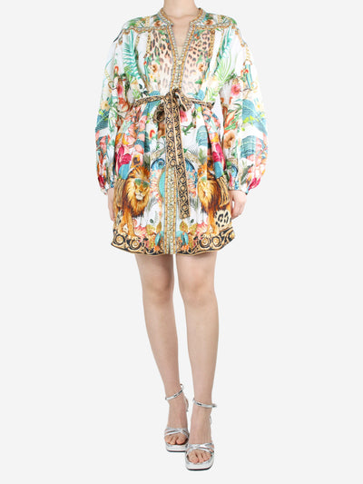 Multi floral-printed belted embellished dress - size M Dresses Camilla 