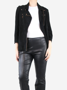 Acne Studios Black 3/4 sleeve suede leather jacket - size UK 10