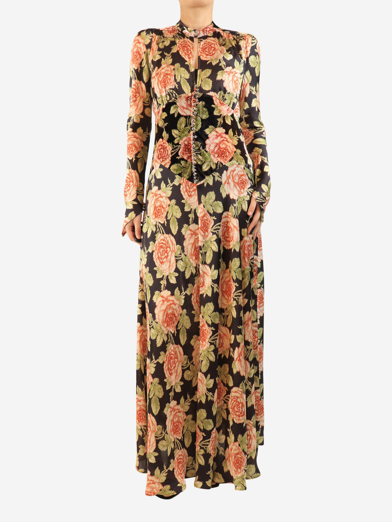 Brown floral maxi dress - size UK 10 Dresses Paco Rabanne 
