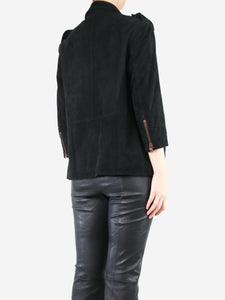 Acne Studios Black 3/4 sleeve suede leather jacket - size UK 10