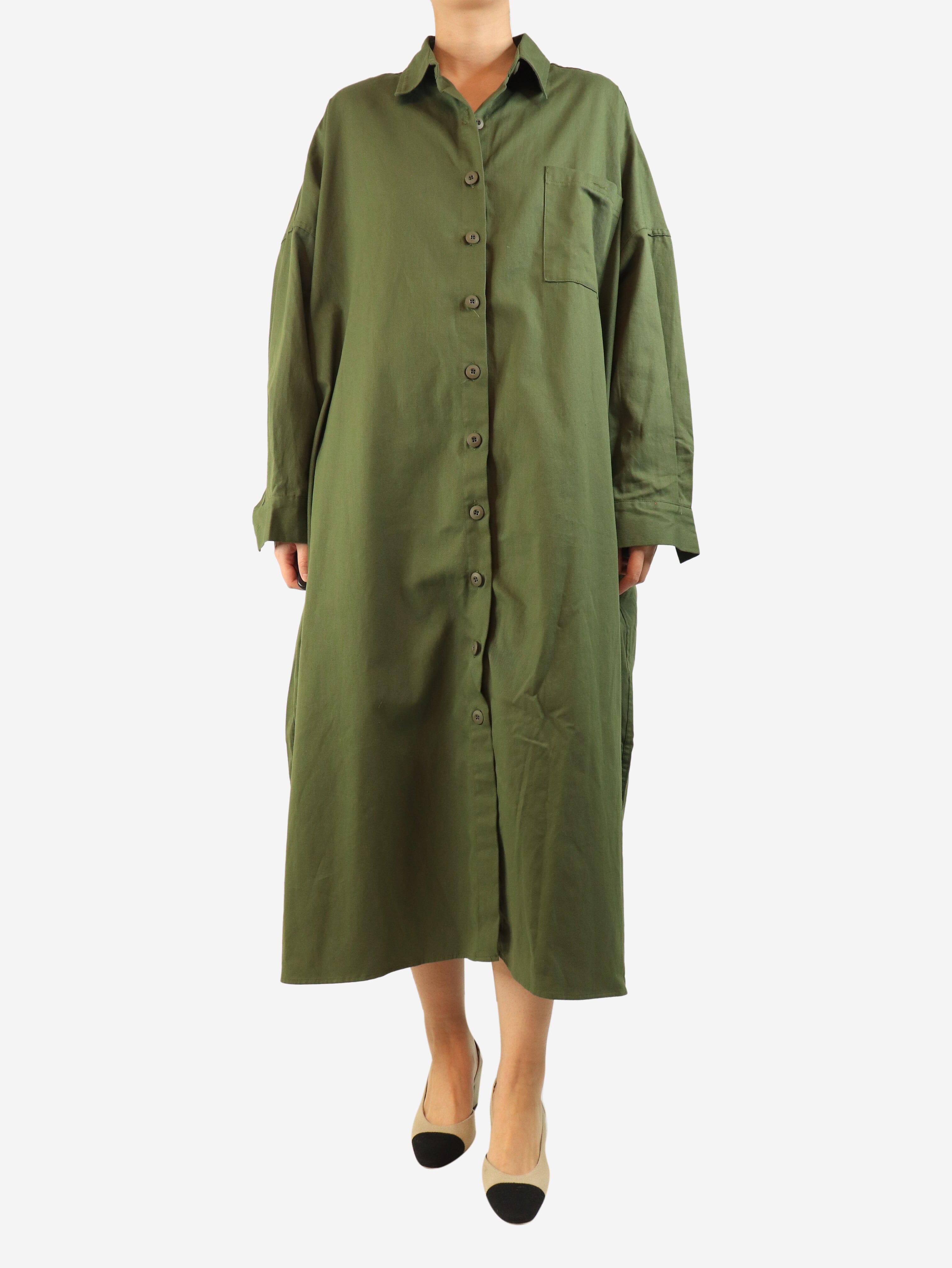 Olive green oversized shirt dress - One size Dresses The Frankie Shop 