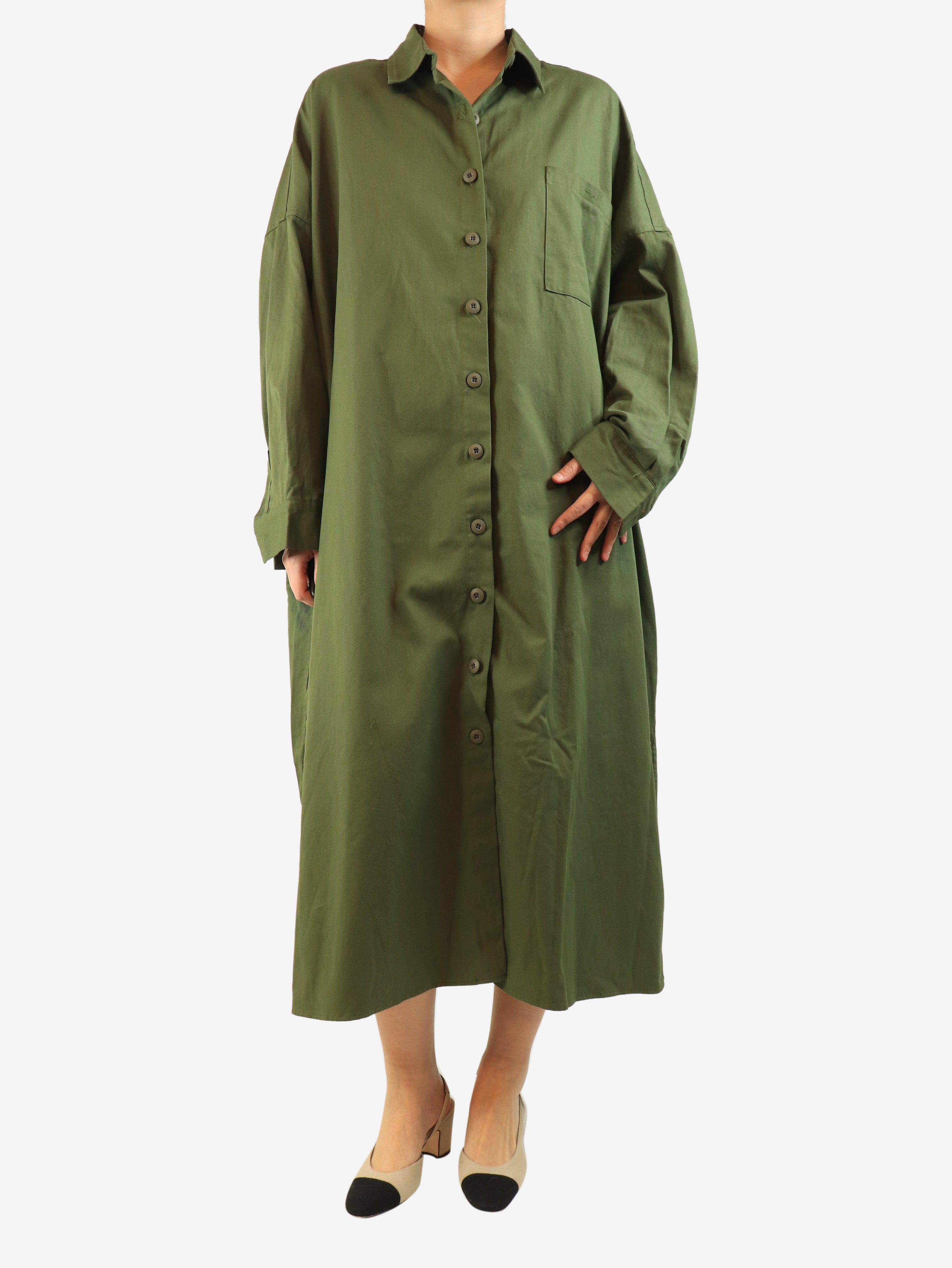 Olive green oversized shirt dress - One size Dresses The Frankie Shop 