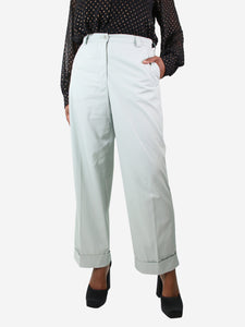Dries Van Noten Pale green cotton pocket trousers - size UK 12
