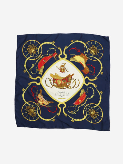 Navy blue Carré 90 Springs silk scarf