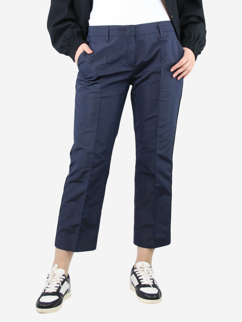 Navy blue silk blend trousers