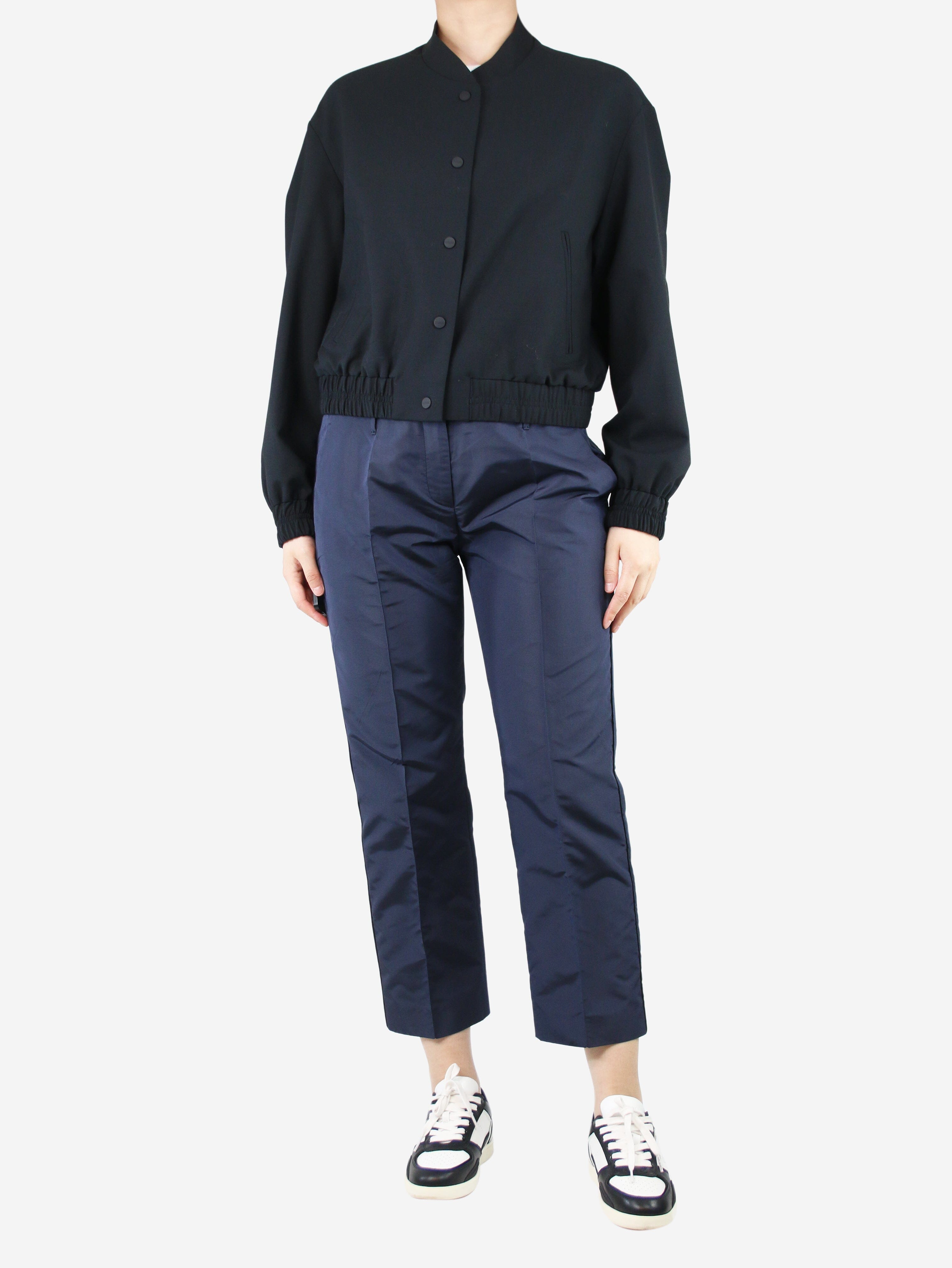 Navy blue silk-blend trousers - size UK 12 Trousers Prada 