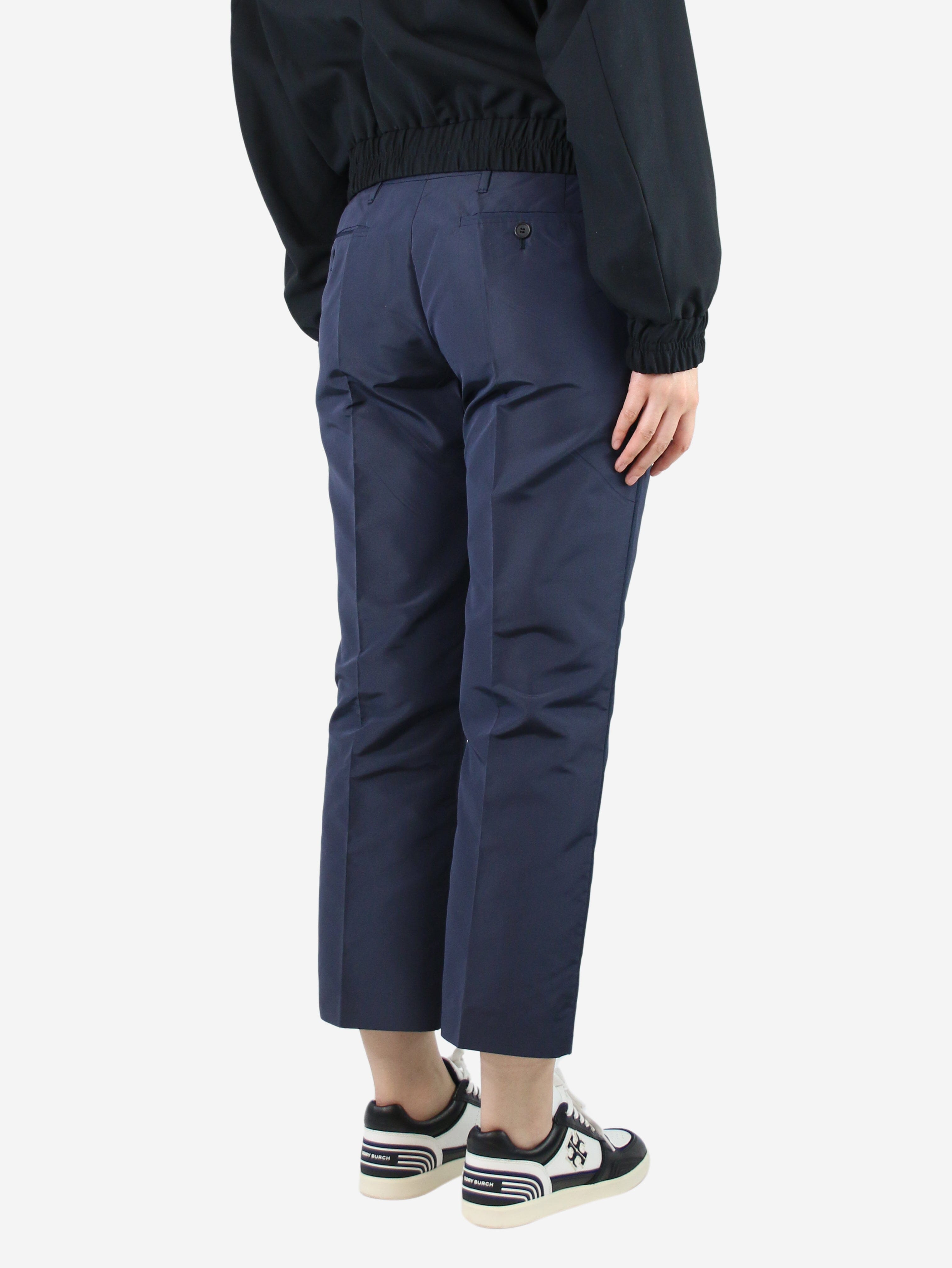 Navy blue silk-blend trousers - size UK 12 Trousers Prada 