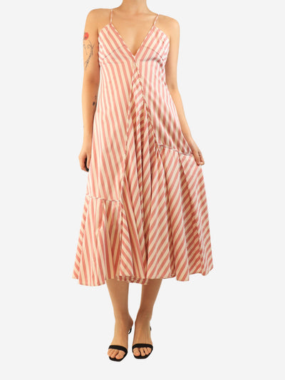Pink cotton striped midi dress - size UK 10 Dresses Jil Sander 
