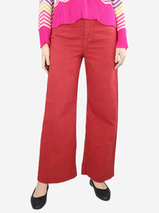 G. Red high-waisted wide-leg trousers - size UK 12