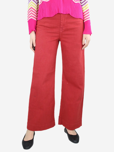 Red high-waisted wide-leg trousers - size UK 12