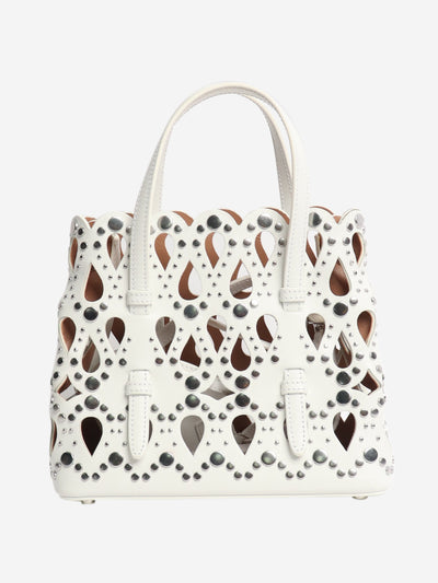 White studded laser-cut leather shoulder bag Shoulder bags Alaia 