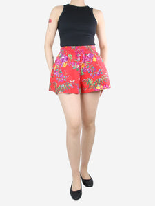 Etro Red floral printed shorts - size UK 14