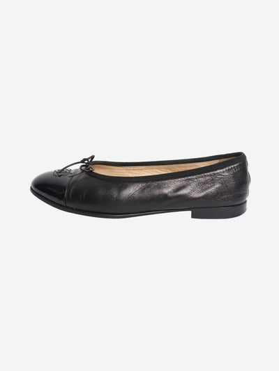 Black leather ballet flats - size EU 39 Flat Shoes Chanel 