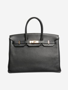 Hermes Black Birkin 35 top handle bag