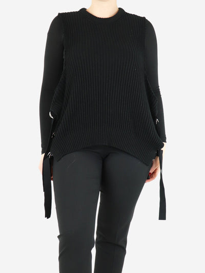 Black sleeveless ribbed loop-detailed jumper - size L Knitwear Helmut Lang 