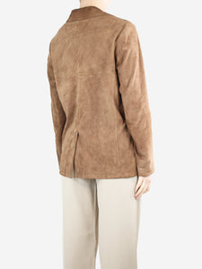 S Max Mara Brown suede leather jacket - size UK 12