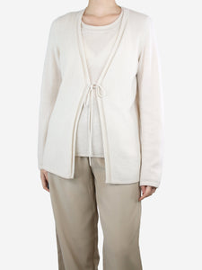 Loro Piana Beige cashmere top and cardigan set - size UK 18