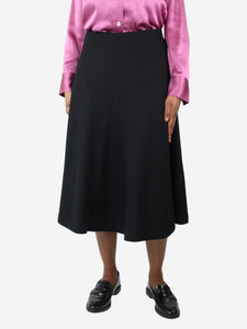 Bamford Black A-line wool skirt - size UK 14