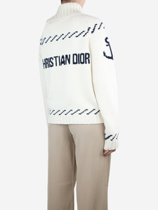 Christian Dior White cashmere-blend signature turtleneck - size UK 14