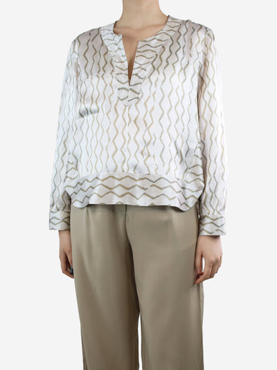 Neutral V-neckline silk printed shirt - size UK 12 Tops Isabel Marant 