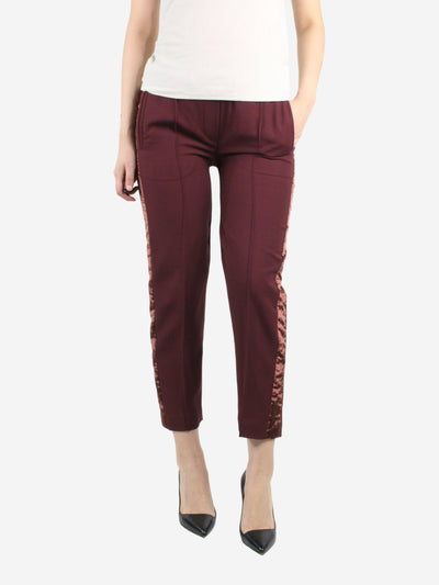 Burgundy satin detail trousers - size UK 8 Trousers Brunello Cucinelli 