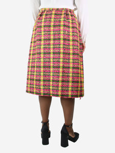 Gucci Multicoloured tweed checkered midi skirt - size UK 12