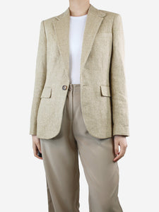Ralph Lauren Neutral single-buttoned linen blazer - size UK 10