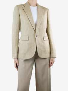 Ralph Lauren Neutral single-buttoned linen blazer - size UK 10