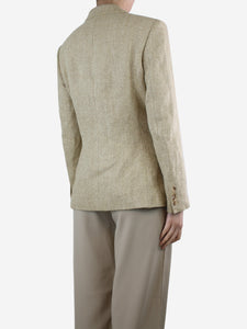 Ralph Lauren Neutral single-buttoned linen blazer - size UK 10