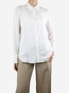 Frame Cream silk ruffle-trim shirt - size M