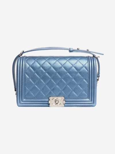 Metallic blue medium boy bag Cross-body Bags Chanel 