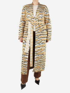 Hayley Menzies Camel tiger print duster cardigan - size L