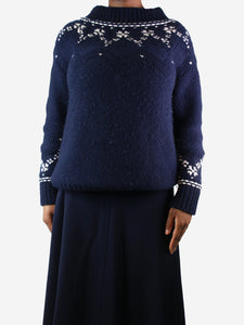 Bamford Dark blue chunky patterned jumper - size L