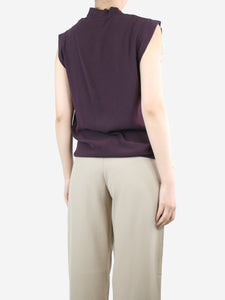 Lanvin Purple sleeveless drape neck top - size UK 8