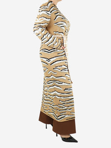 Hayley Menzies Camel tiger print duster cardigan - size L