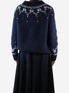 Bamford Dark blue chunky patterned jumper - size L