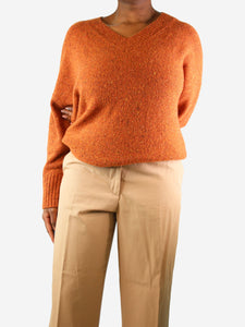 Lafayette 148 Orange fleck v-neck jumper - size L