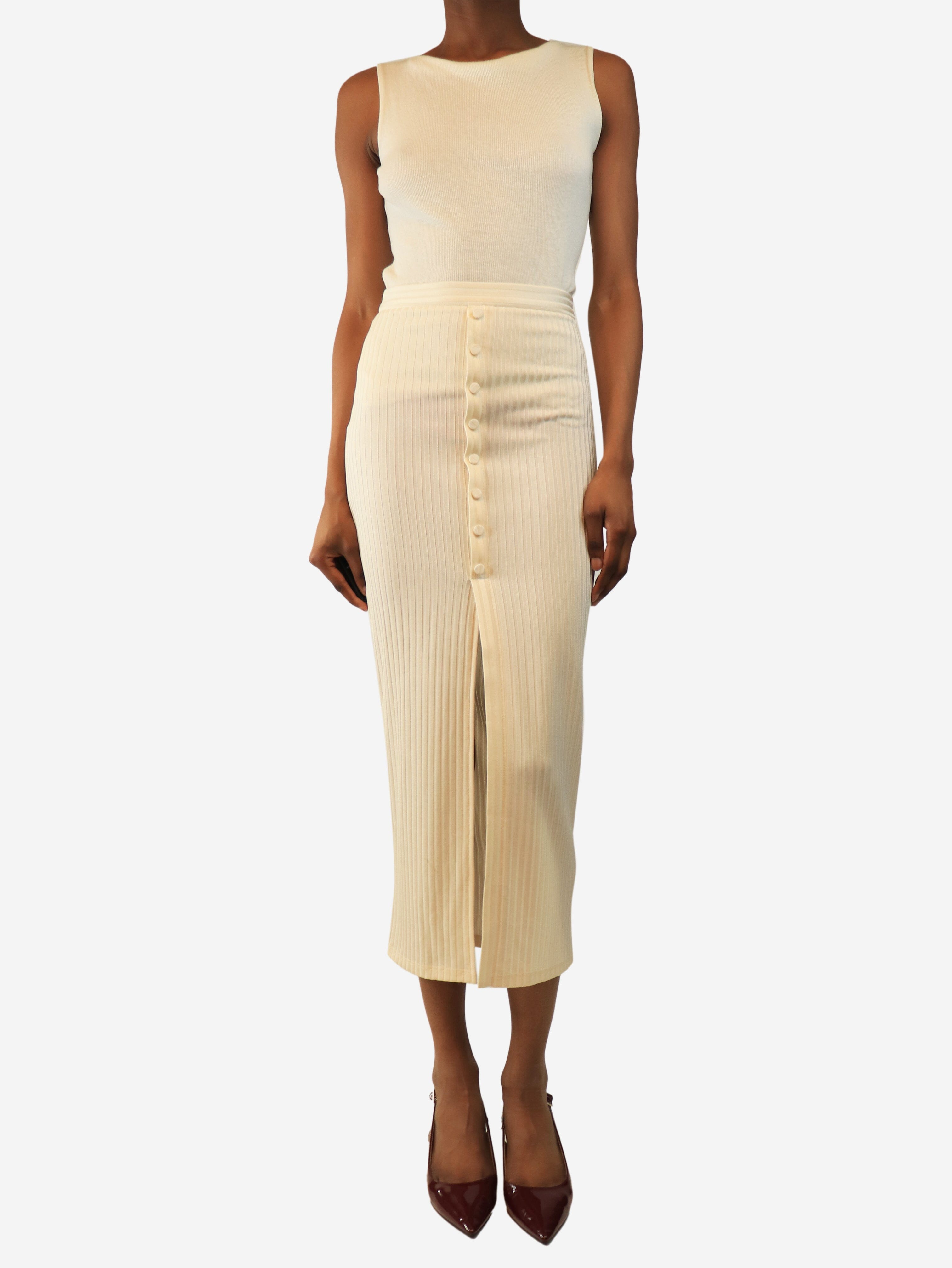 Cream button-down midi skirt - size UK 4 Skirts Fleur De Mal 