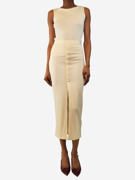 Cream button-down midi skirt - size UK 4 alternate image