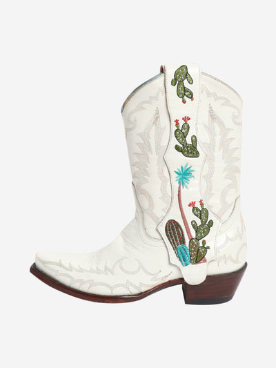 White cactus cowboy boots - size EU 38 (UK 5) Boots Jessie Western 