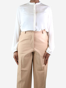 Bamford Cream silk crepe blouse - size UK 14
