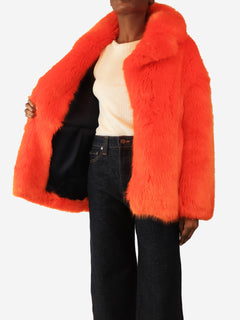 Orange faux fur coat - size XS Coats & Jackets Diane Von Furstenberg 