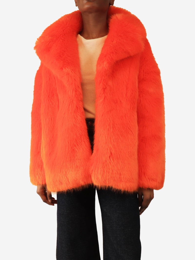 Orange faux fur coat - size XS Coats & Jackets Diane Von Furstenberg 