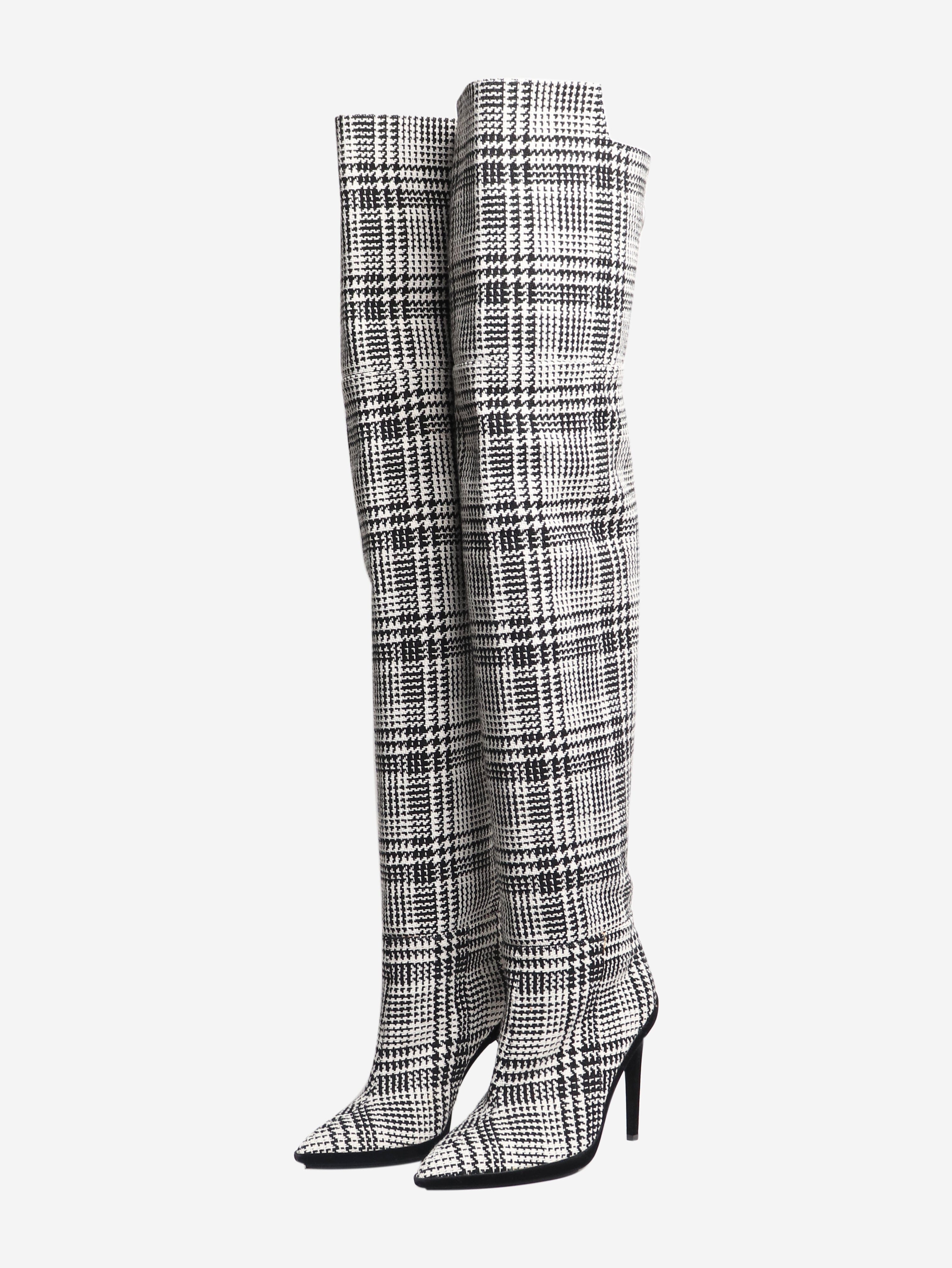 Black tartan knee-high boots - size EU 39 (UK 6) Boots Off White 