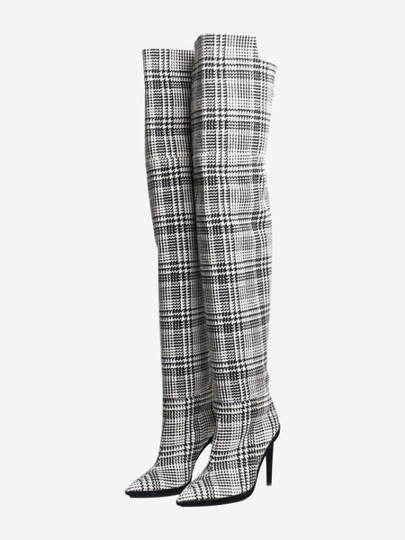 Black tartan knee-high boots - size EU 39 (UK 6) alternate image