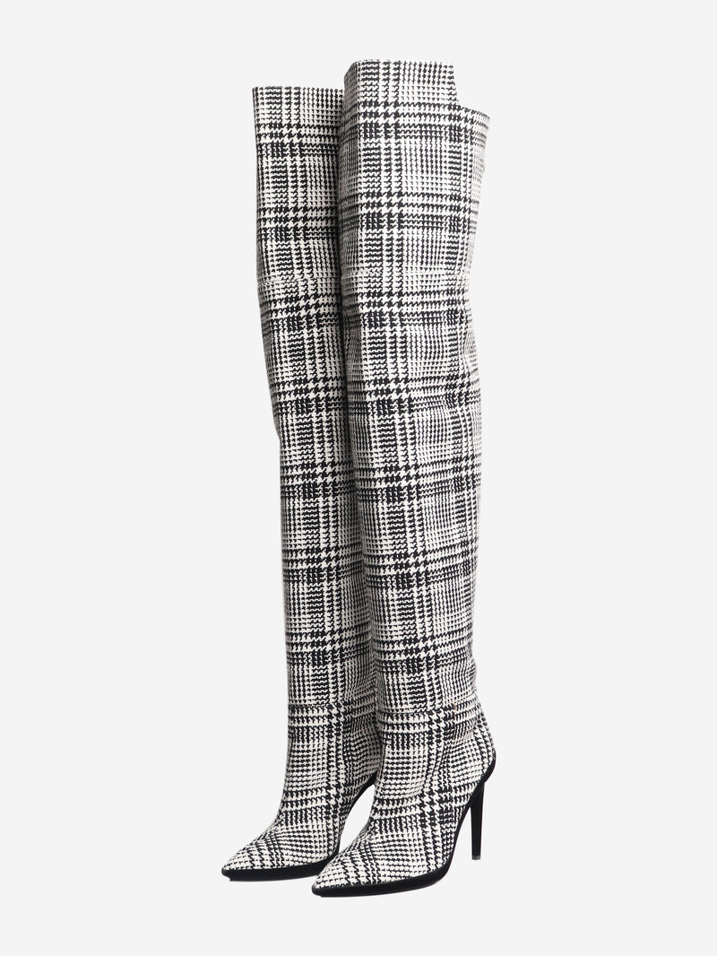 Black tartan knee-high boots - size EU 39 (UK 6) Boots Off White 