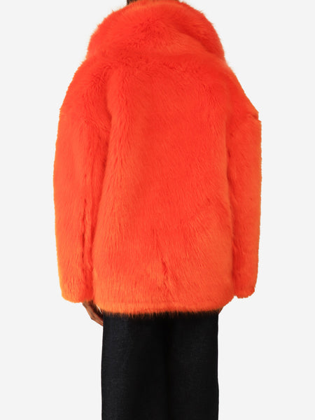 Orange faux fur coat - size XS alternate image